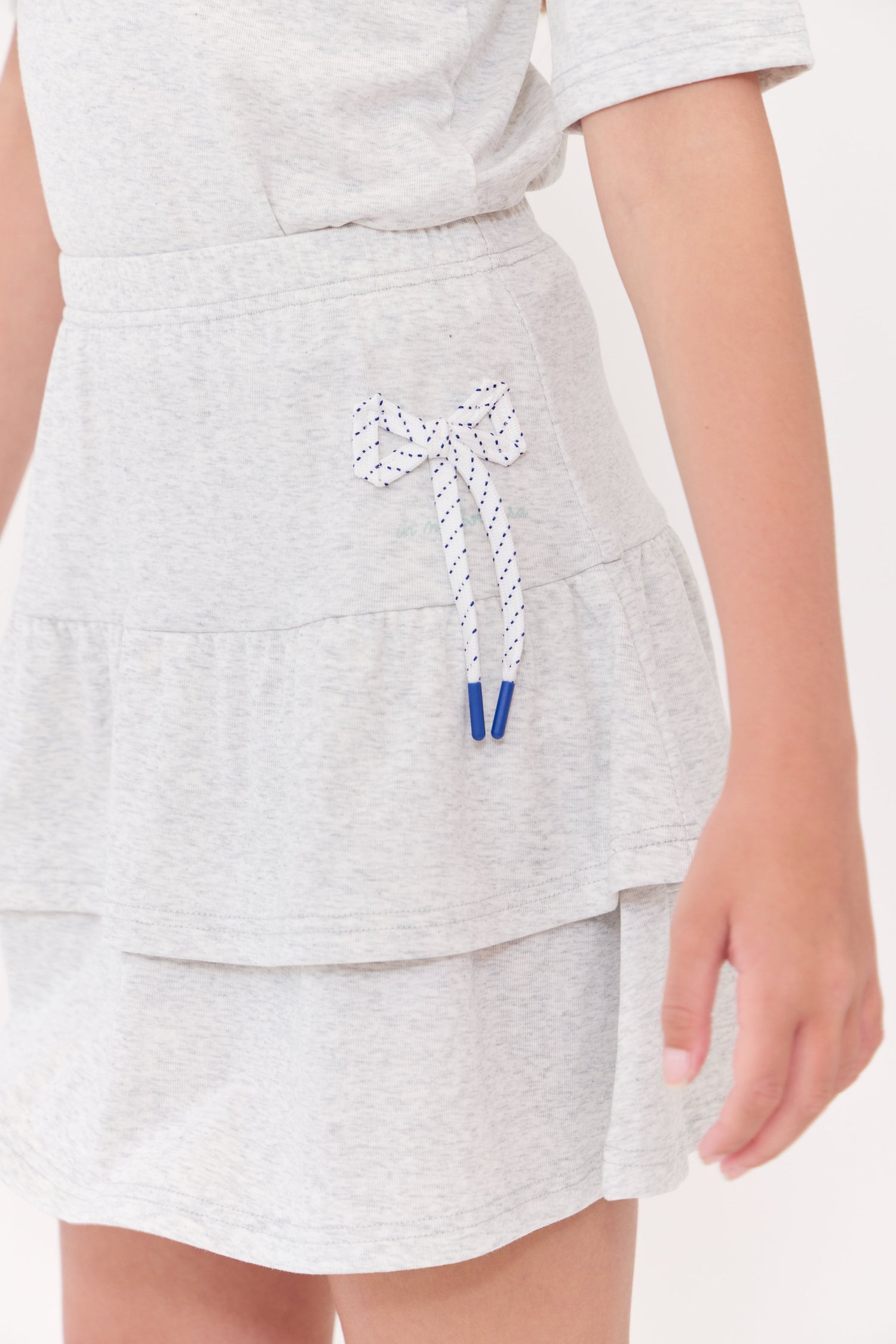 Tina Tiered Ruffle Skirt With Front Bow Grey For Girls Crew Kids NY