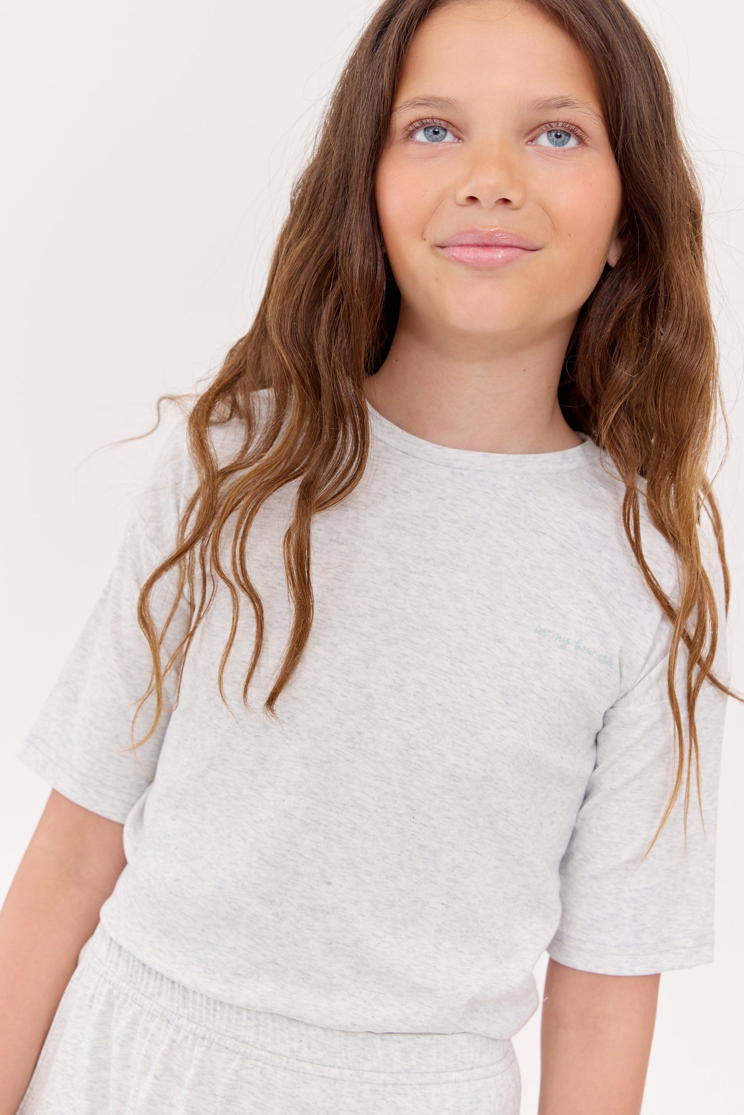 Crew Kids NY Elbow Length Crewneck Tee Grey For Kids