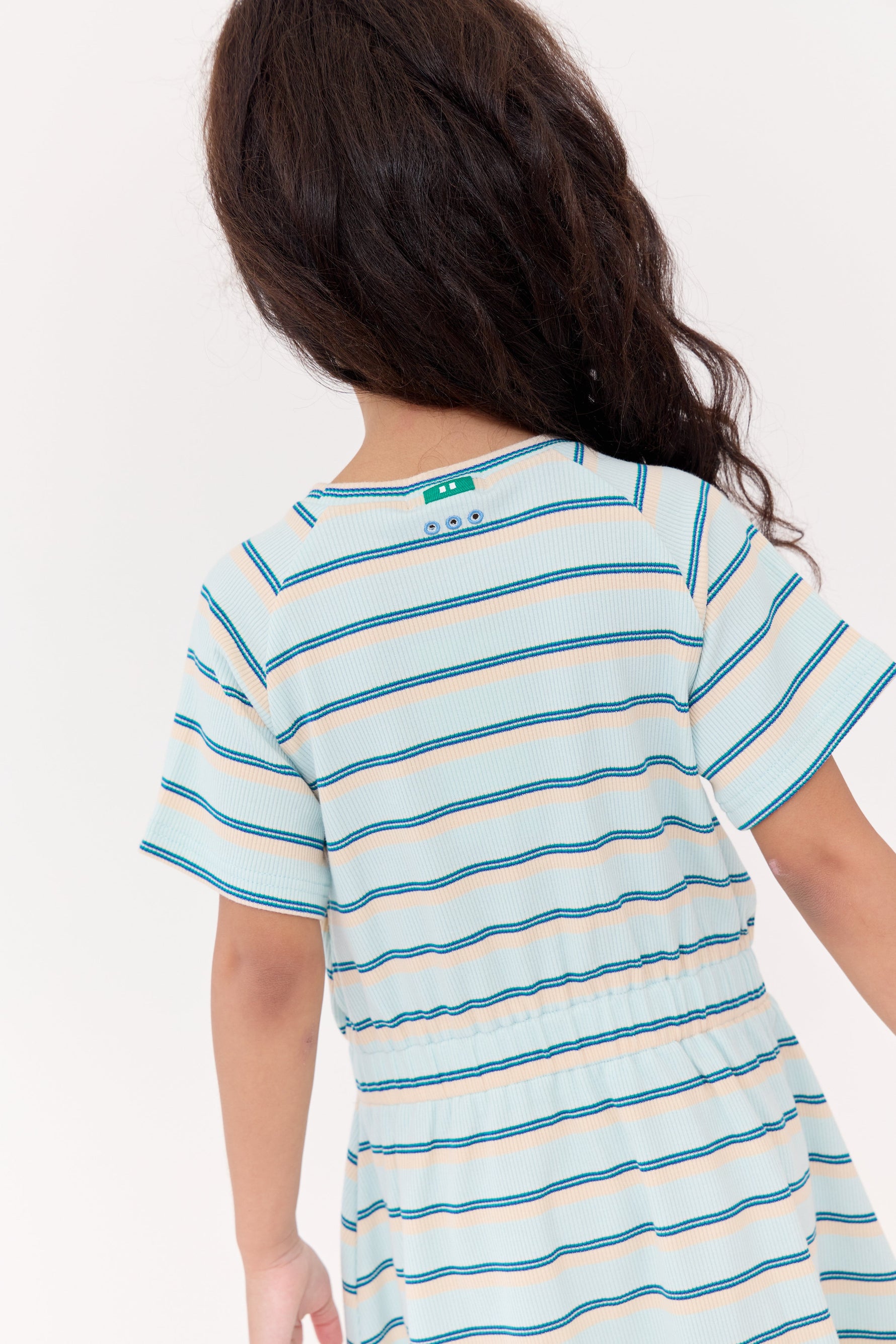 Crew Kids NY Piper Dress With Elastic Waist Front Text Detail For Girls by Crew Kids NY at Everetts Place