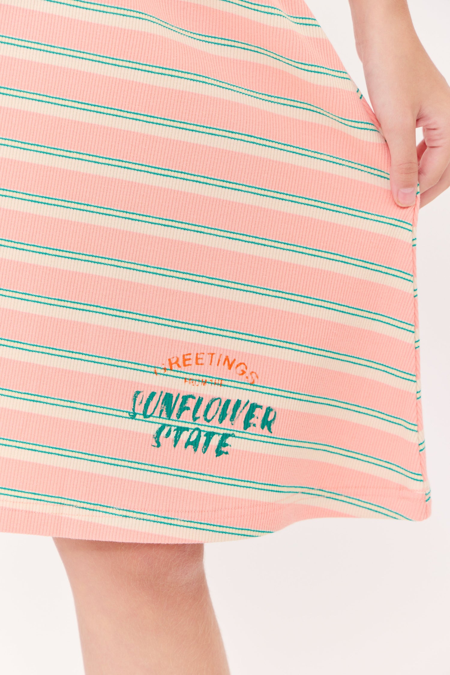 Crew Kids NY Skirt with Embroidered Front and Elastic Waist for Girls Pink