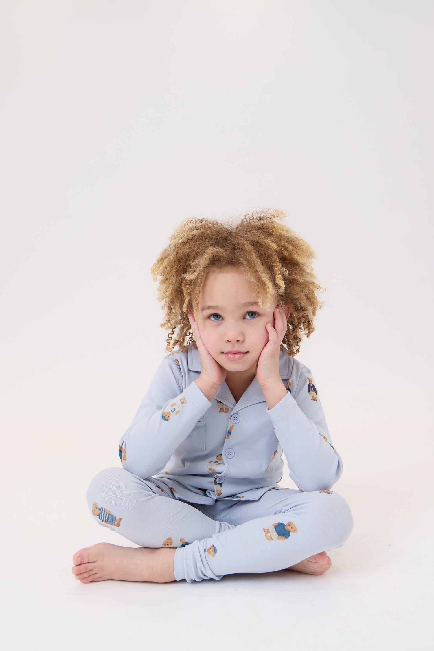Crew Kids NY Bear Grandpa Pajama Set in Light Blue