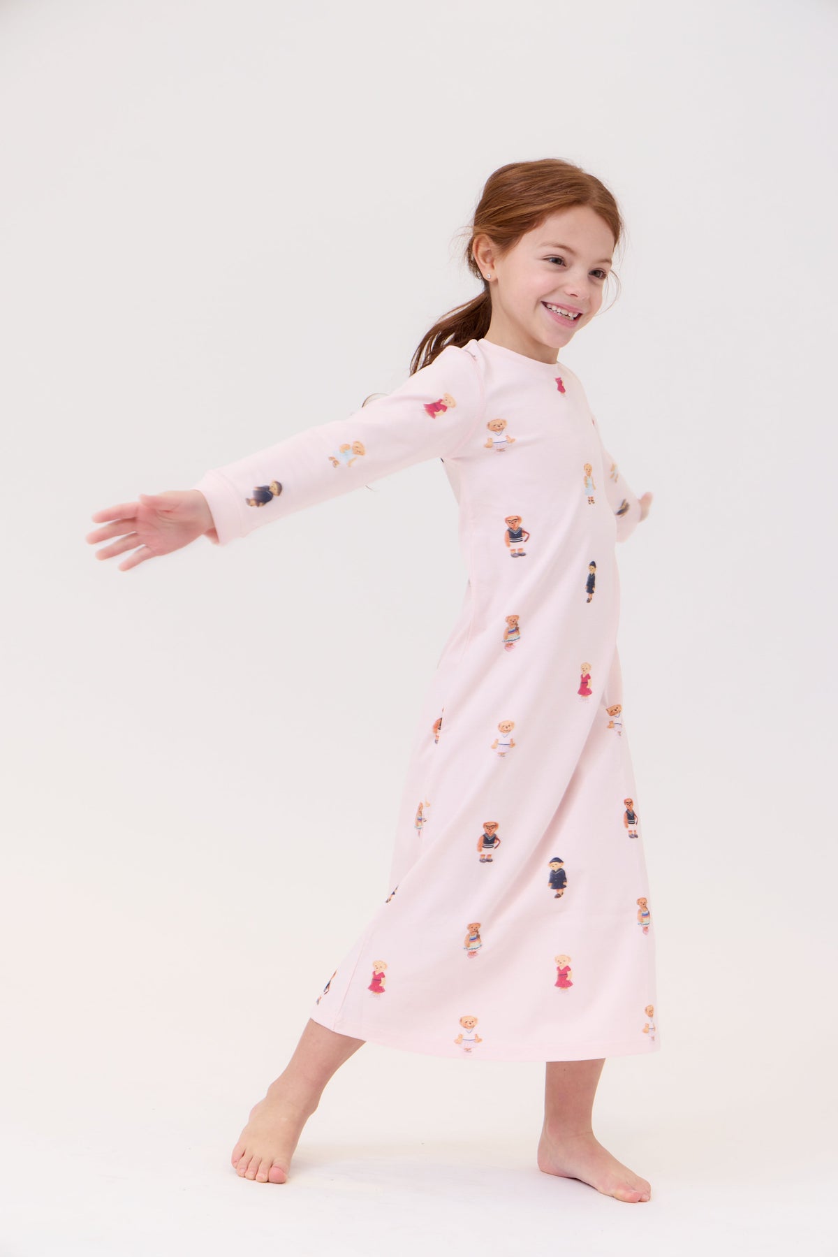 Teddy Bear Nightgown For Girls Light Pink Long Sleeve by Crew Kids NY at Everetts Place
