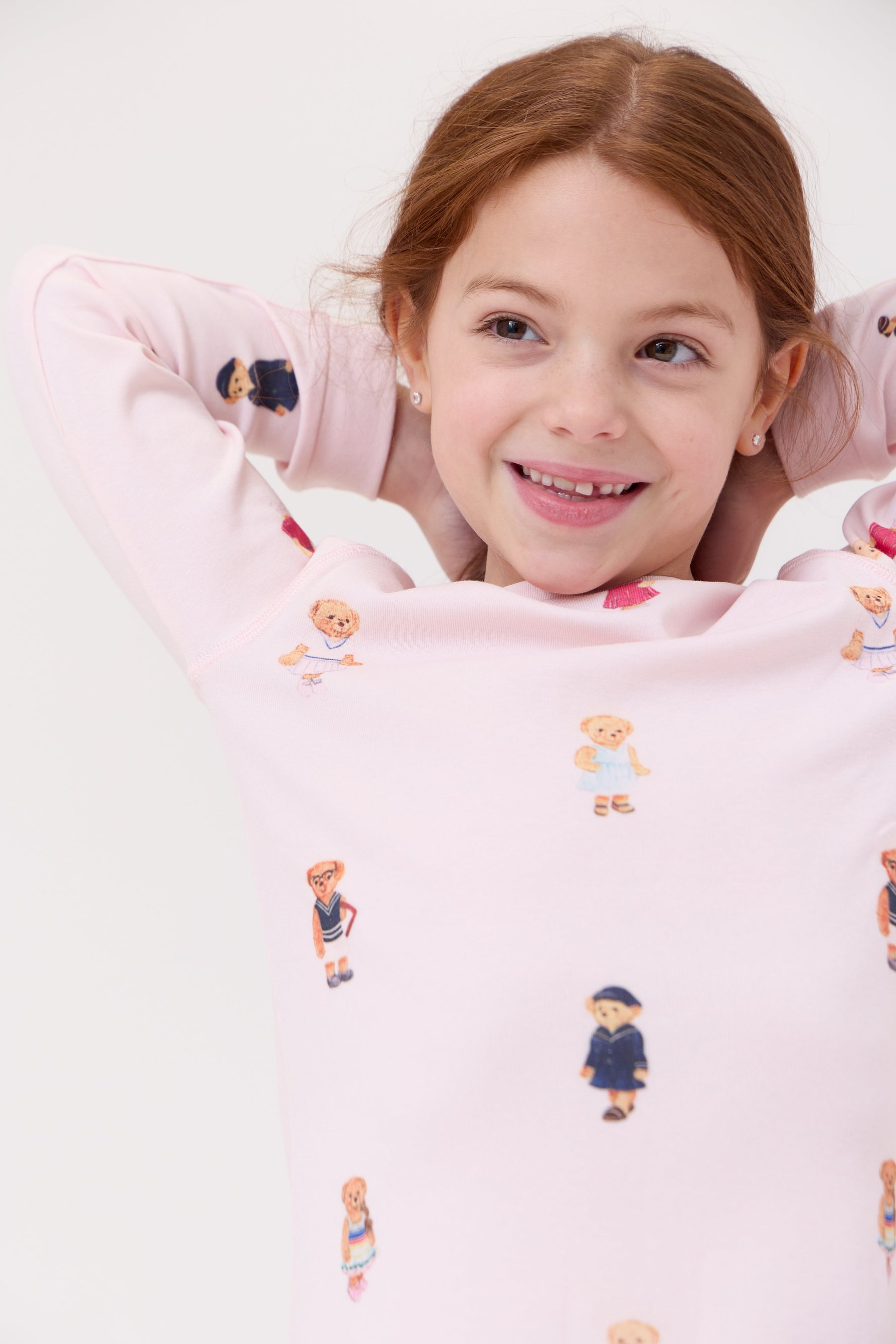 Teddy Bear Nightgown For Girls Light Pink Long Sleeve by Crew Kids NY at Everetts Place