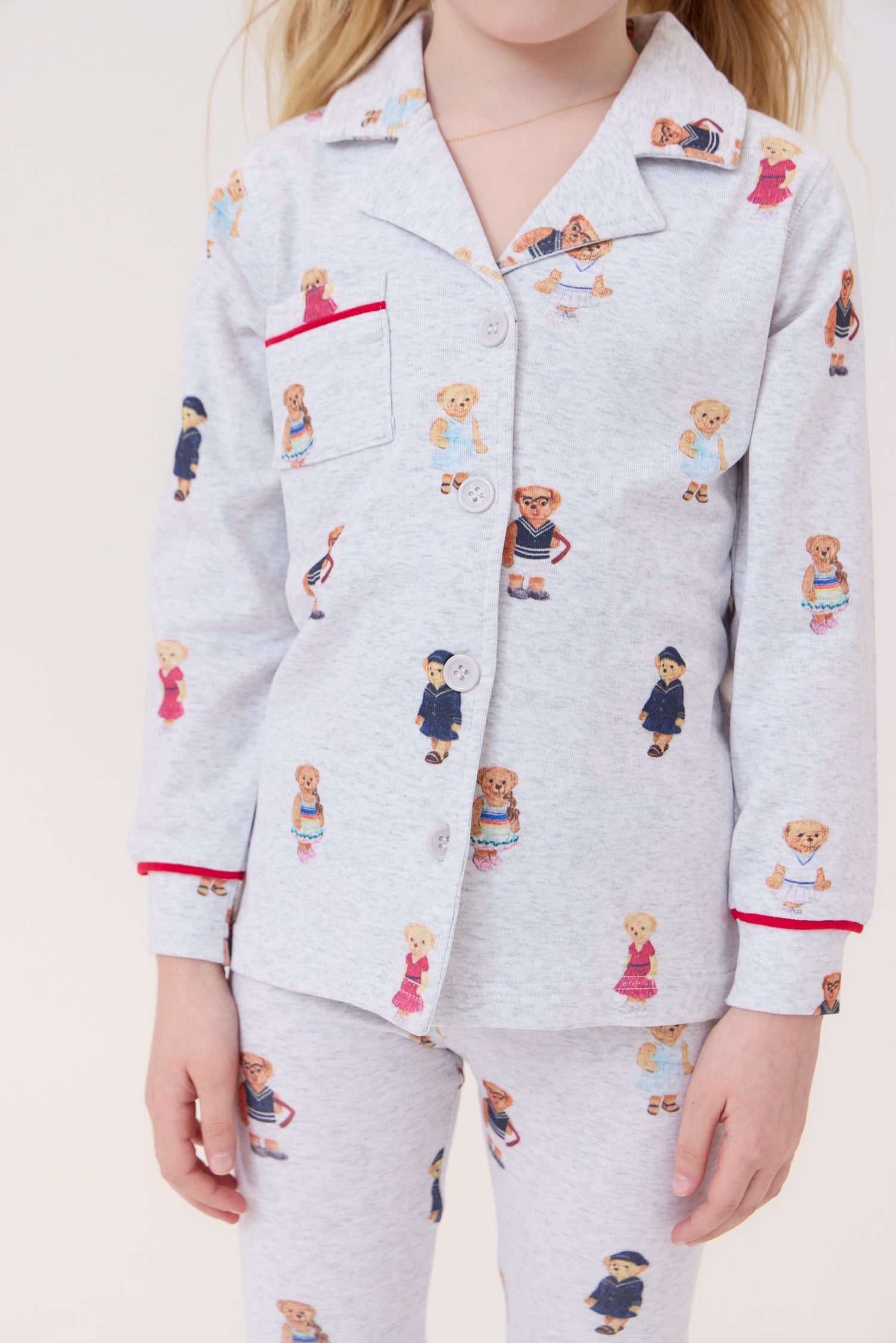 Crew Kids NY Bear Grandpa Pajama Set Grey Red Sleepwear For Kids