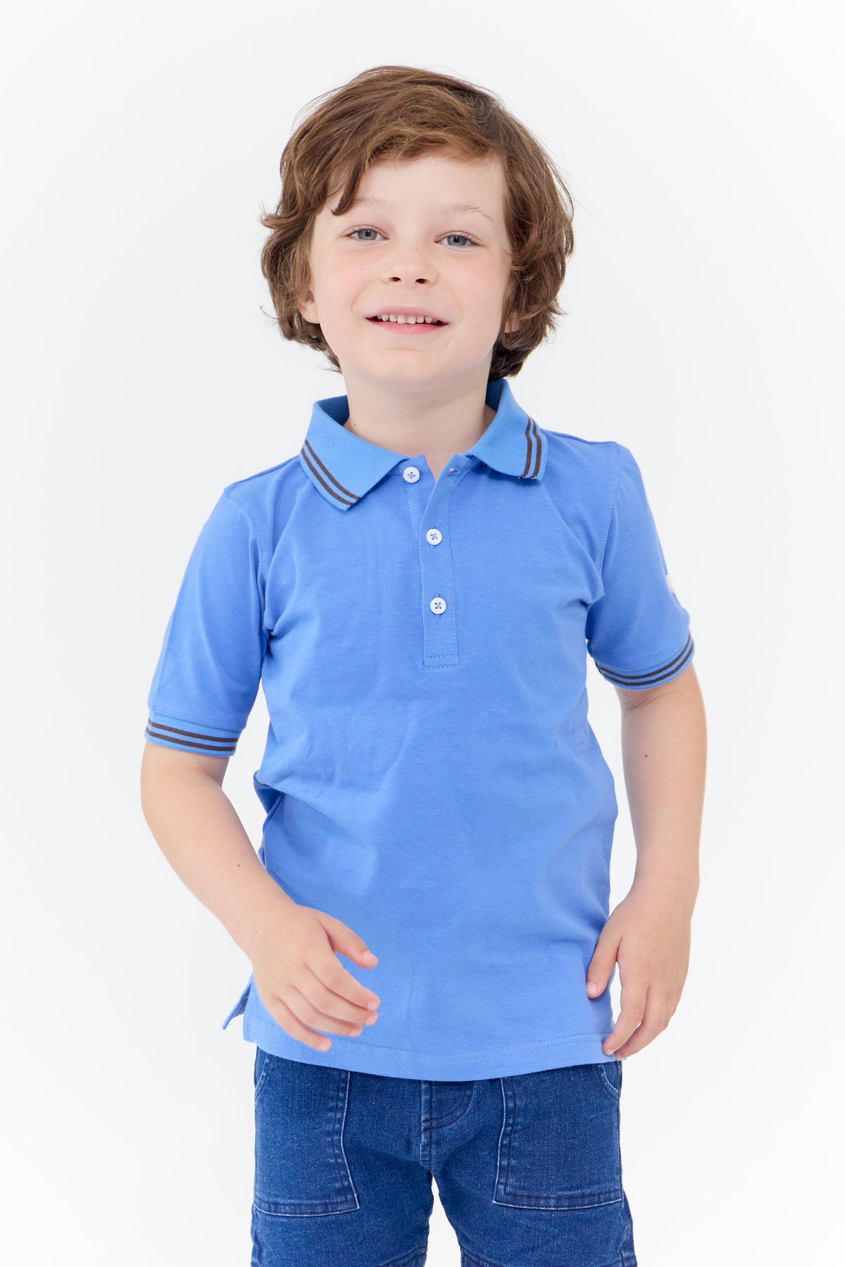 Ziv Polo Shirt Blue Crew Kids NY Short Sleeve Collared by Crew Kids NY at Everetts Place