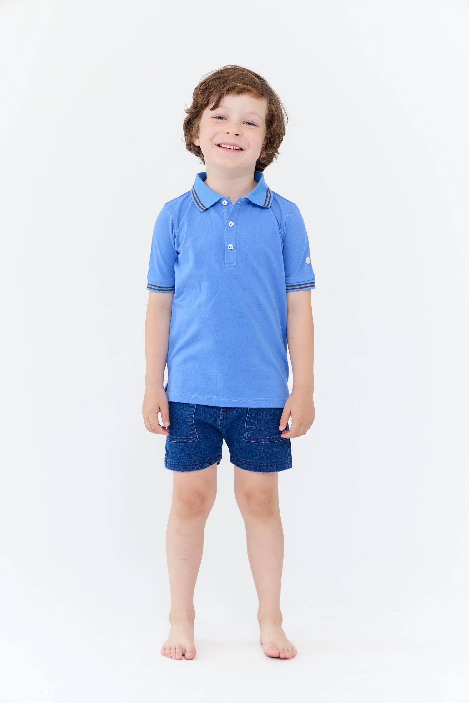 Ziv Polo Shirt Blue Crew Kids NY Short Sleeve Collared by Crew Kids NY at Everetts Place