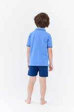 Ziv Polo Shirt Blue Crew Kids NY Short Sleeve Collared by Crew Kids NY at Everetts Place