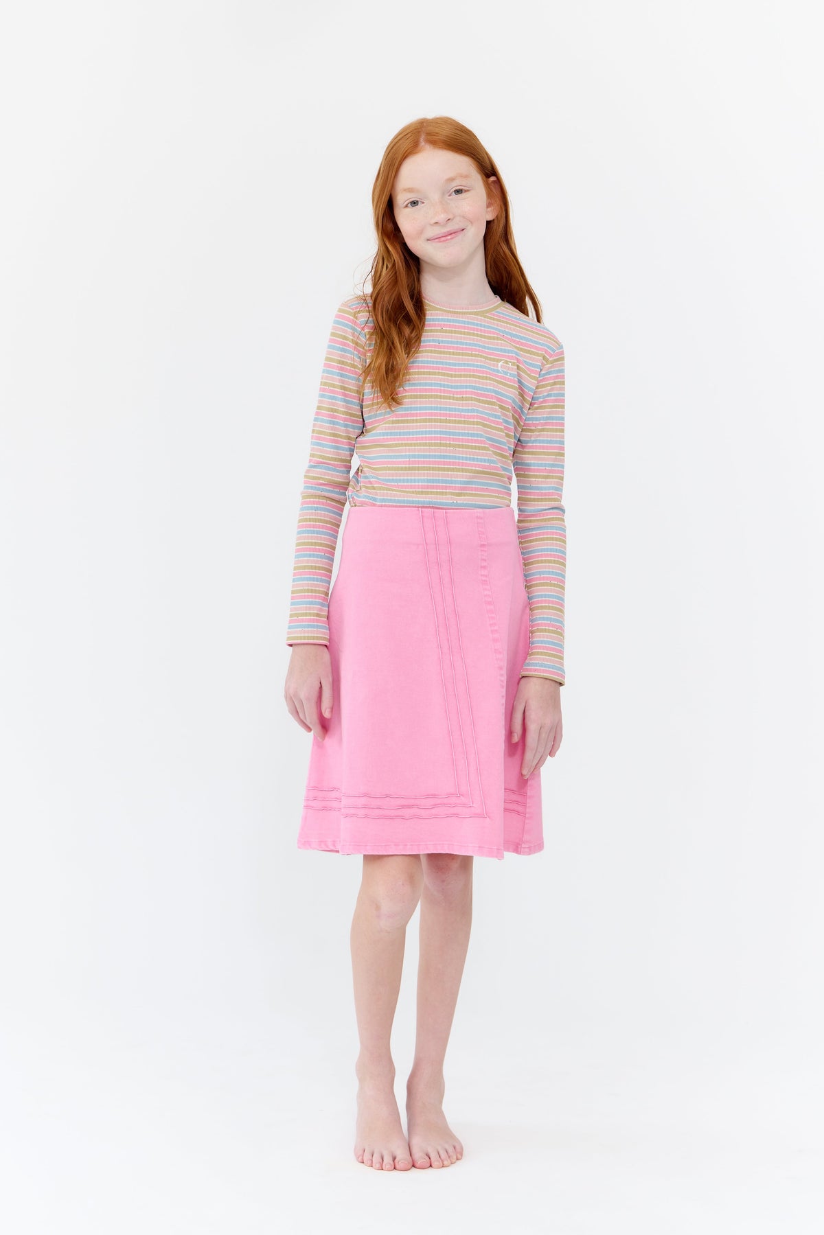Jessica Denim Skirt For Girls Pink With Wrap Detail And Zipper Closure by Crew Kids NY at Everetts Place