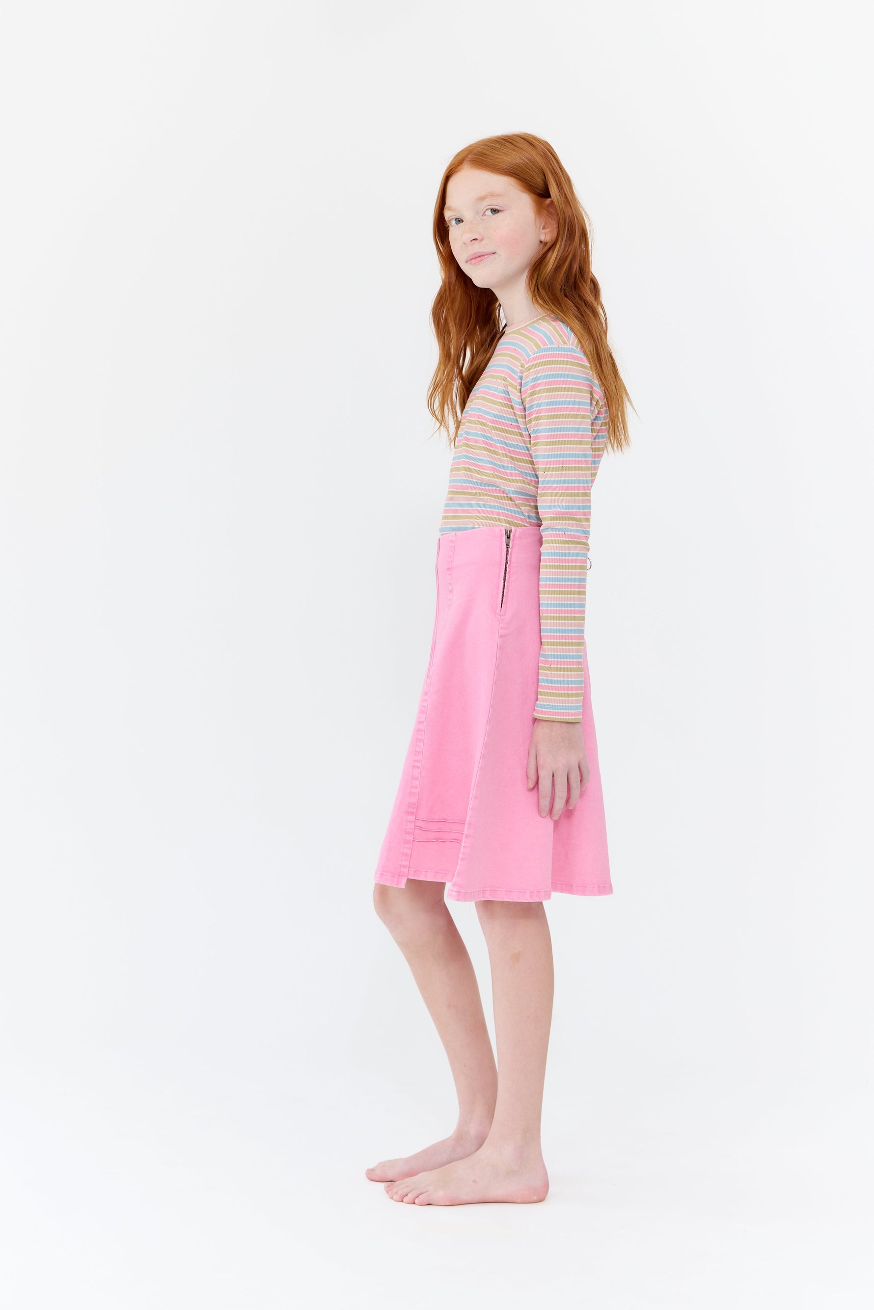Jessica Denim Skirt For Girls Pink With Wrap Detail And Zipper Closure by Crew Kids NY at Everetts Place