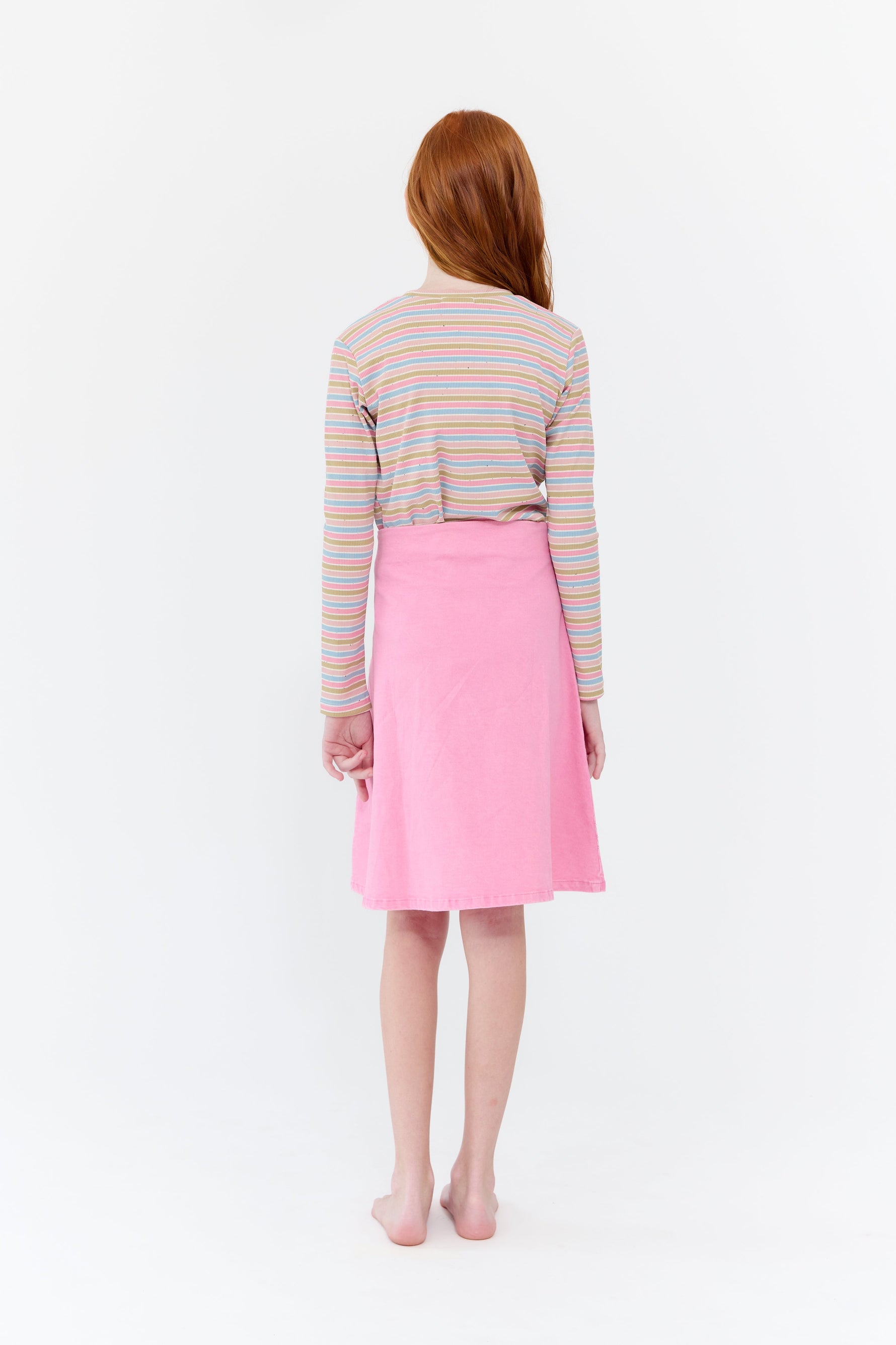 Jessica Denim Skirt For Girls Pink With Wrap Detail And Zipper Closure by Crew Kids NY at Everetts Place