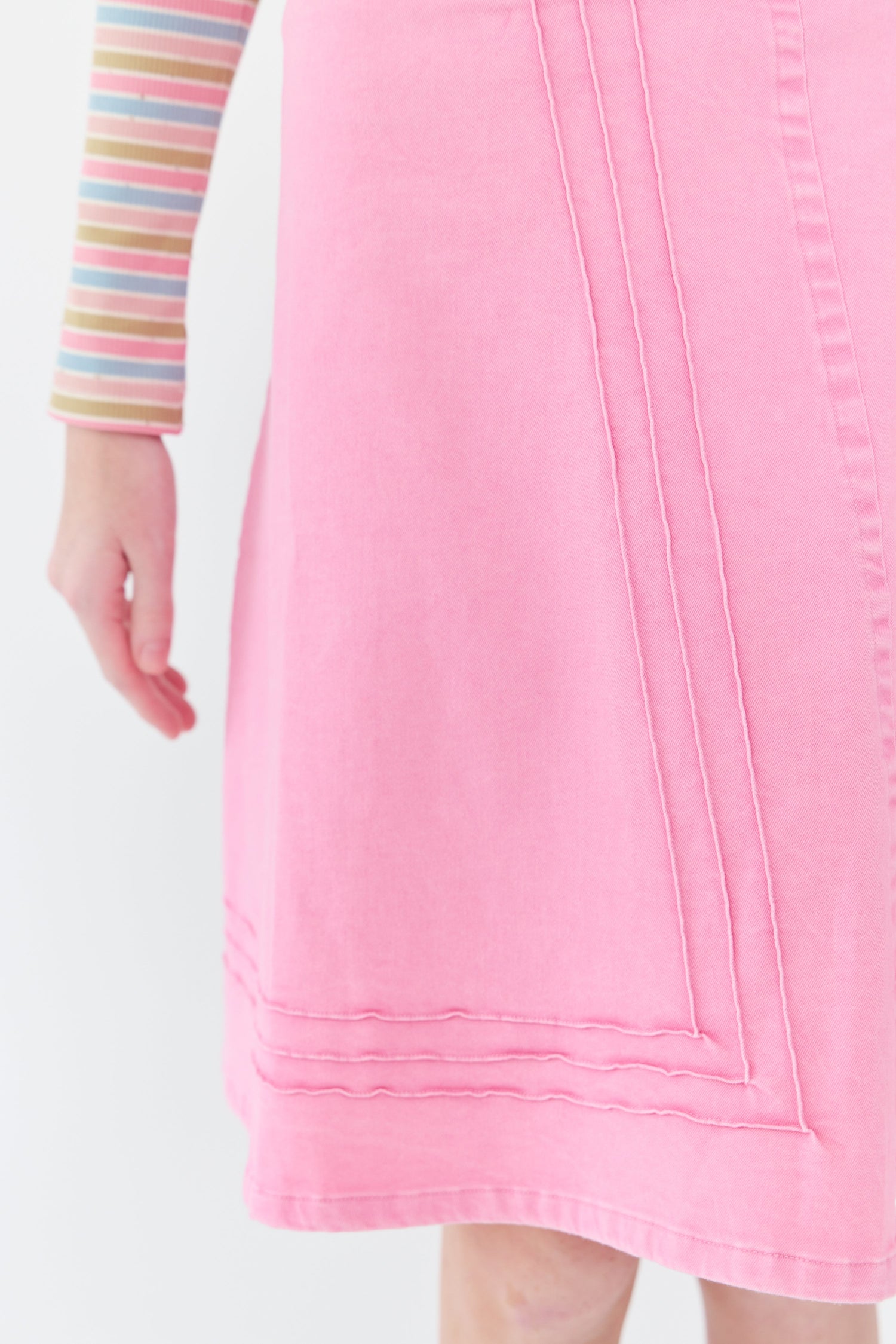 Jessica Denim Skirt - Pink - Textile, Pink, One-piece garment, Day Dress, A-line | Everetts Place