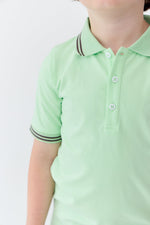 Ziv Polo Celery Color Short Sleeve Button Shirt For Kids by Crew Kids NY at Everetts Place