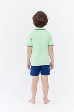 Ziv Polo Celery Color Short Sleeve Button Shirt For Kids by Crew Kids NY at Everetts Place
