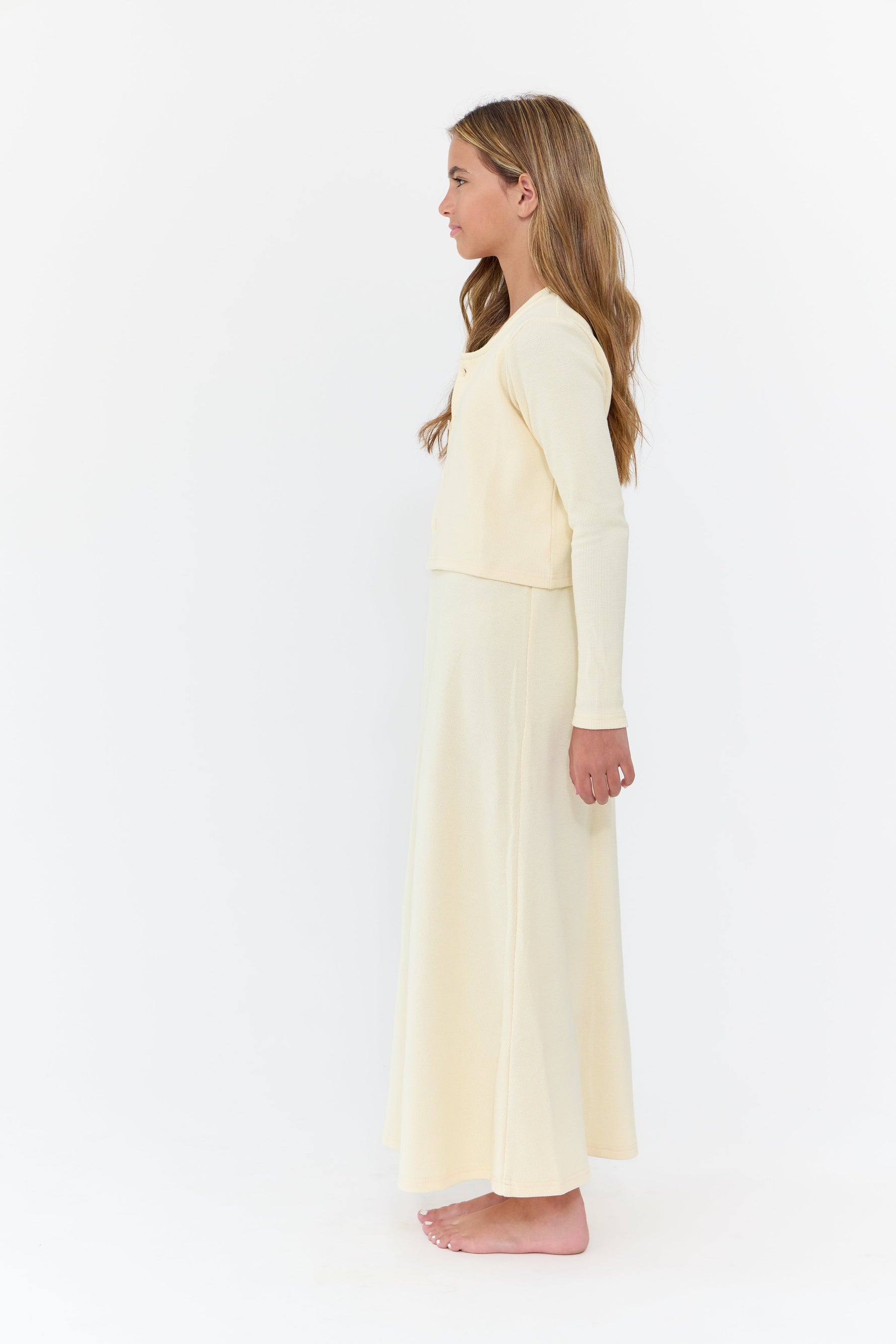 Orly Maxi Set Natural Cardigan And Dress For Girls by Crew Kids NY at Everetts Place