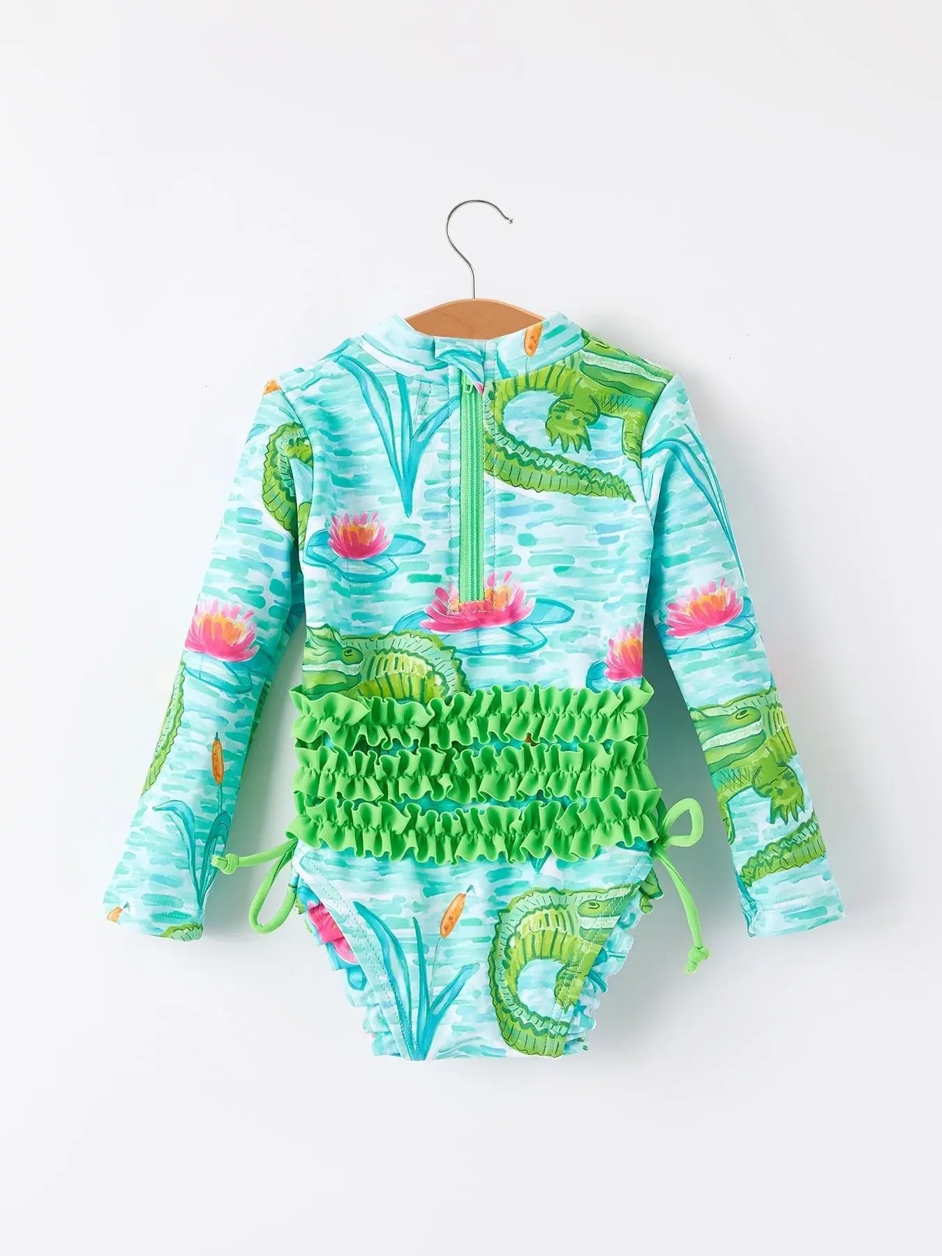 Rylee Faith Designs "Crocodile" Green Girls' Swimsuit - 