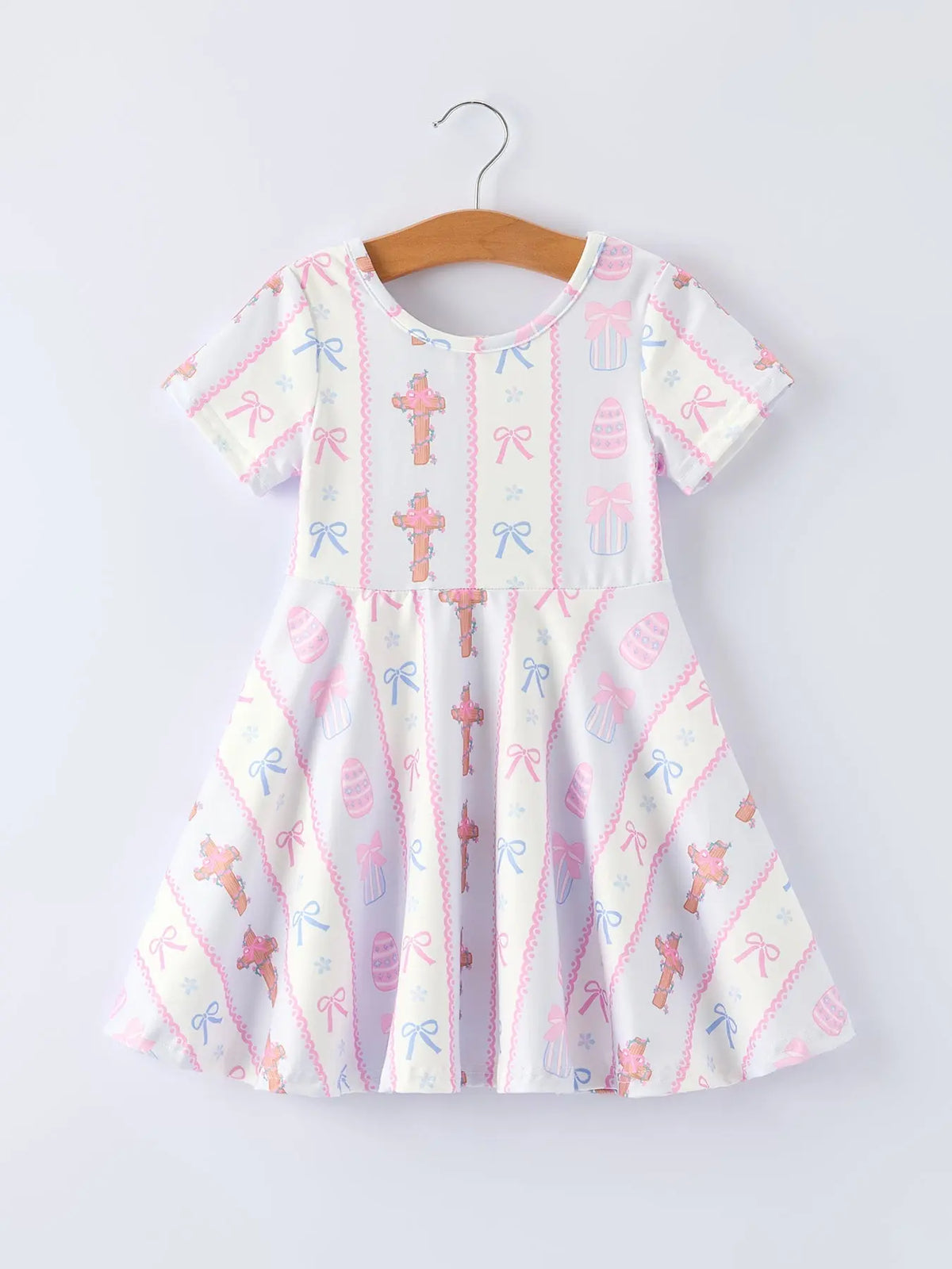 Rylee Faith Designs Cross Print Christening Girls Dress - 