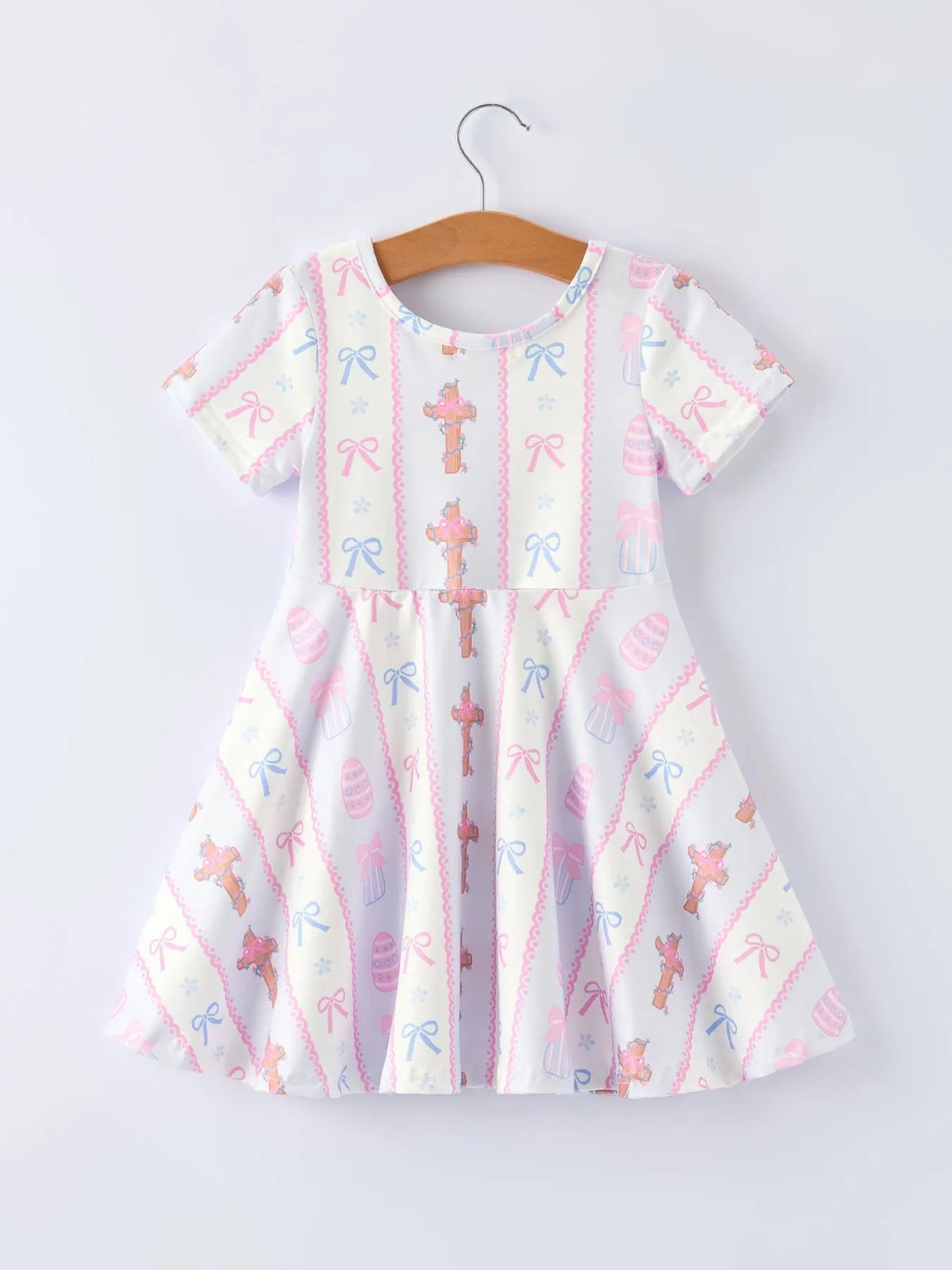 Rylee Faith Designs Cross Print Christening Girls Dress - 
