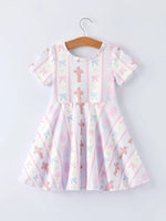 Rylee Faith Designs Cross Print Christening Girls Dress - 