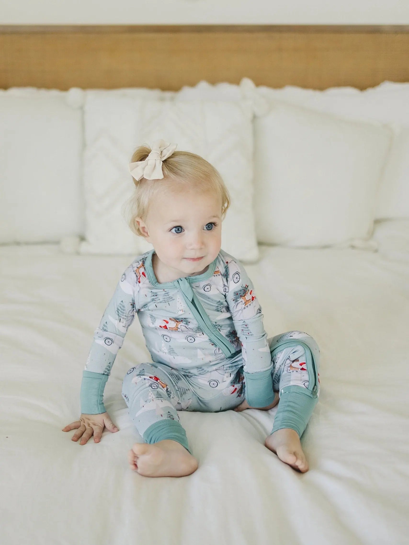 Little Joy Co. Cruisin to Christmas Bamboo Zippy Romper Festive Holiday - Apparel & Accessories > Clothing > Baby & Toddler Clothing > Baby One-Pieces