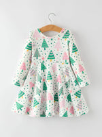 Rylee Faith Designs Cute Holiday Dress with Christmas Tree and Snow Prints - Apparel & Accessories > Clothing > Baby & Toddler Clothing > Baby & Toddler Dresses Dress