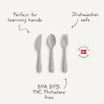 Mushie Kids Dinnerware Cutlery Set BPA Free Plastic Fork Spoon Knife Dishwasher Safe Made in Denmark - Baby & Toddler > Nursing & Feeding > Baby & Toddler Food Dinnerware