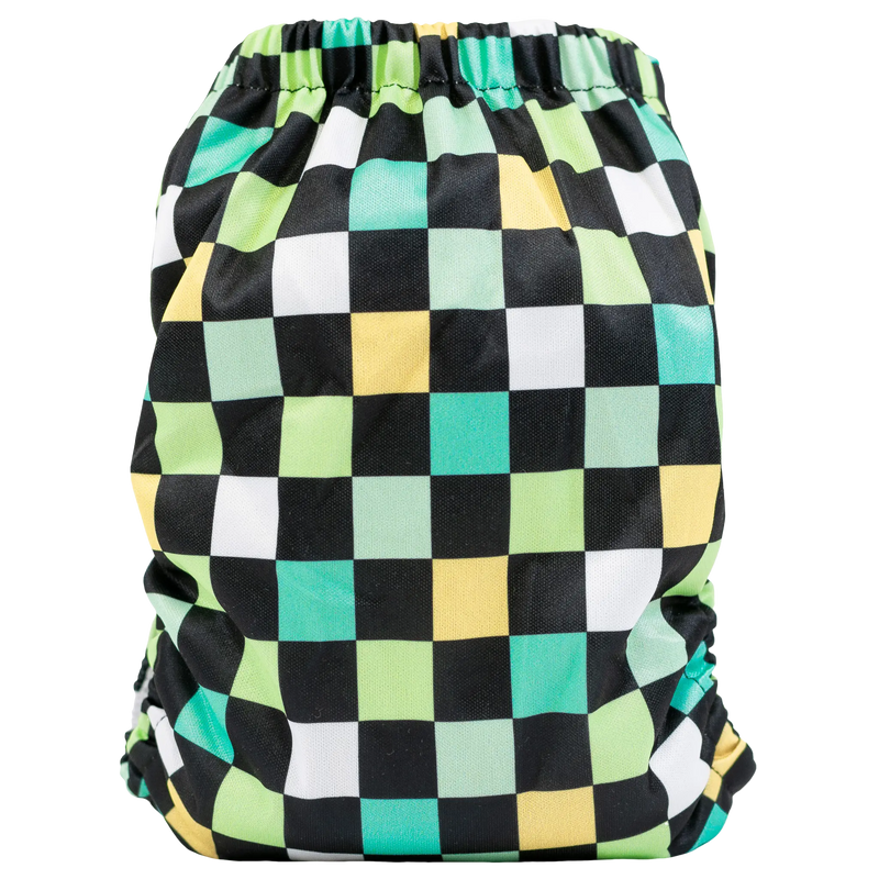 Slim Fit Pocket Cloth Diaper with colorful checkered pattern.