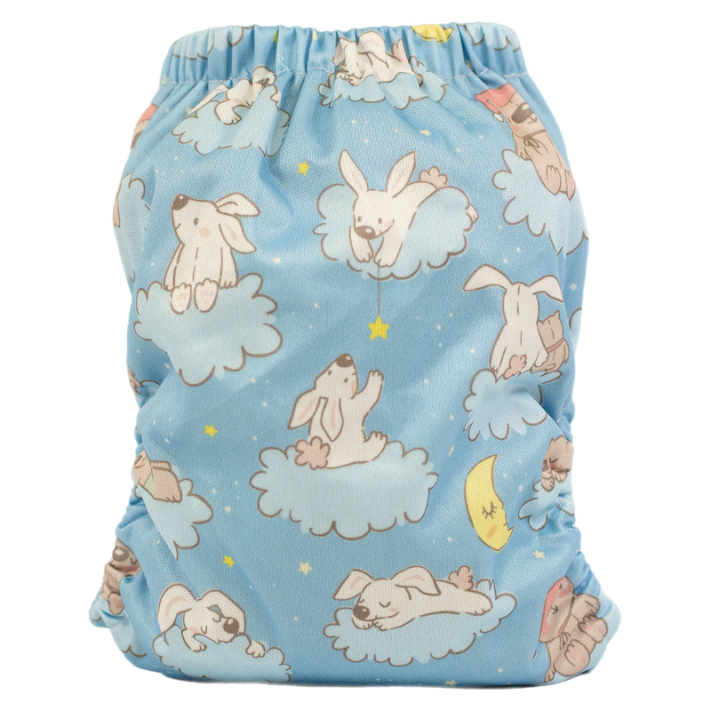 Slim Fit Pocket Cloth Diaper with animal print design on blue background.