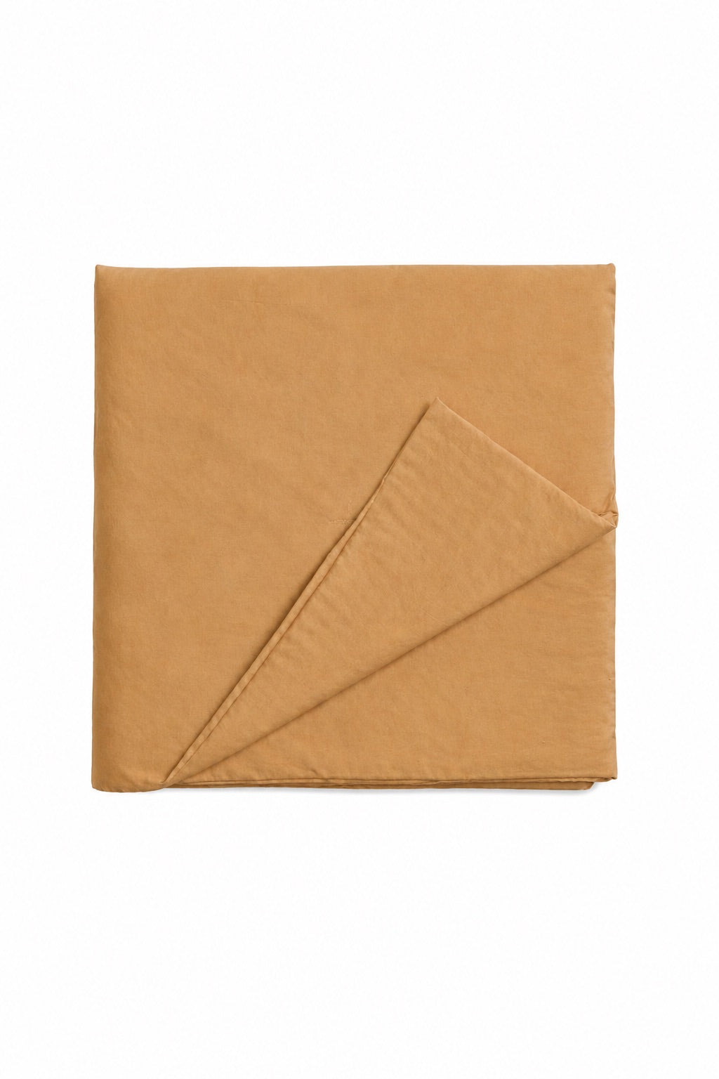 Solid brown quilted crib blanket with hand-tufted stitching, shown spread flat