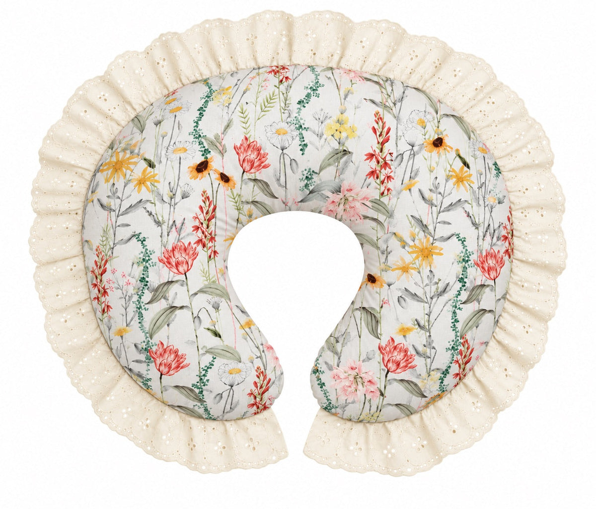 Ivory Eyelet Ruffle Original Nursing Pillow Cover by Little Mae & Co