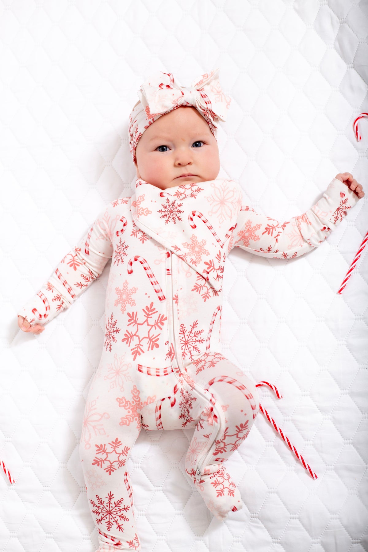 My First Candy Cane: Baby Zip Bamboo Onesie by Rayn’s Tiny Stitches