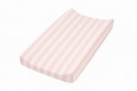 Pink White Stripe Changing Pad Cover by Little Mae & Co