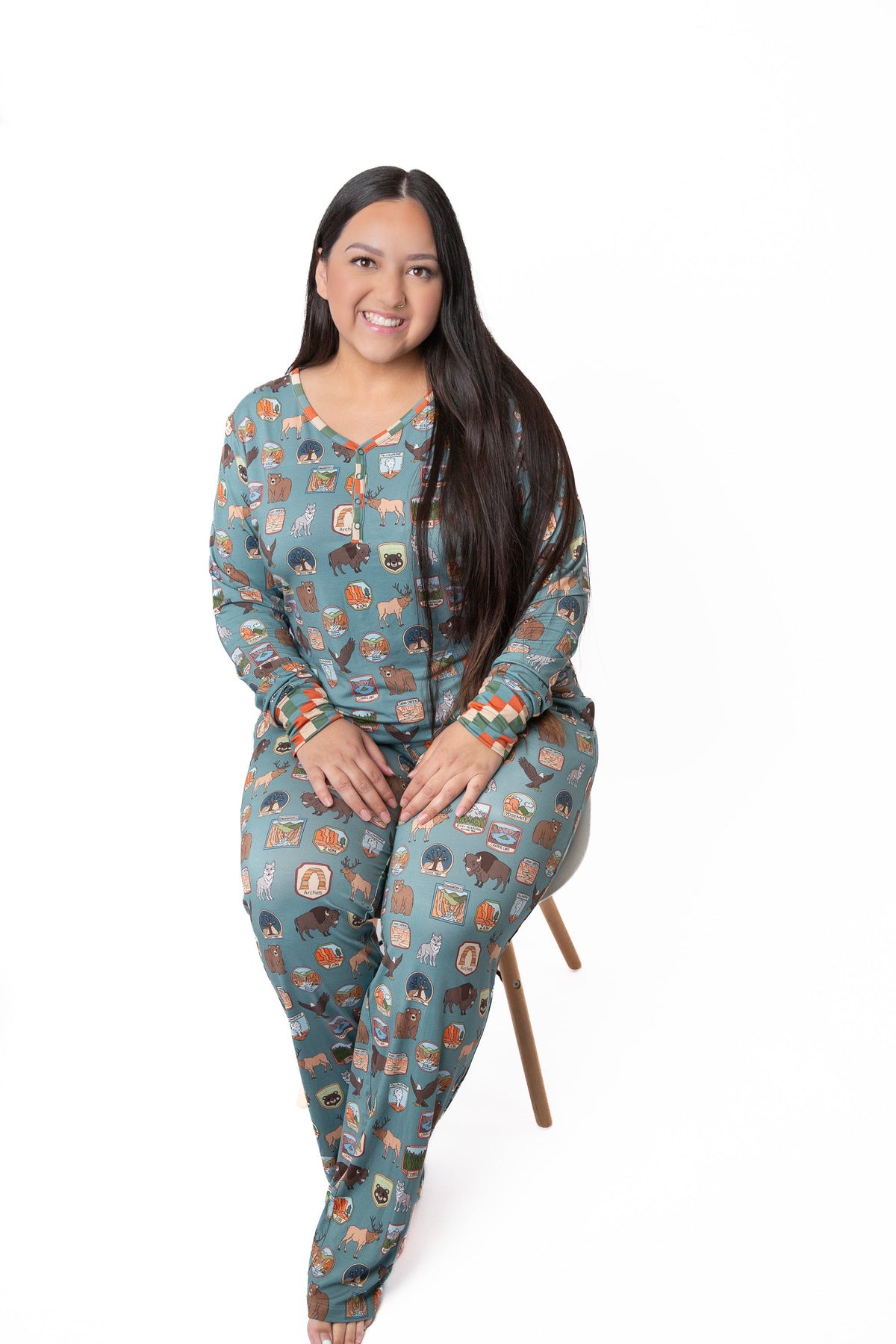 Women’s My First National Adventure Parks Long Sleeve Pajama Set | Wildlife Sleepwear by Rayn’s Tiny Stitches