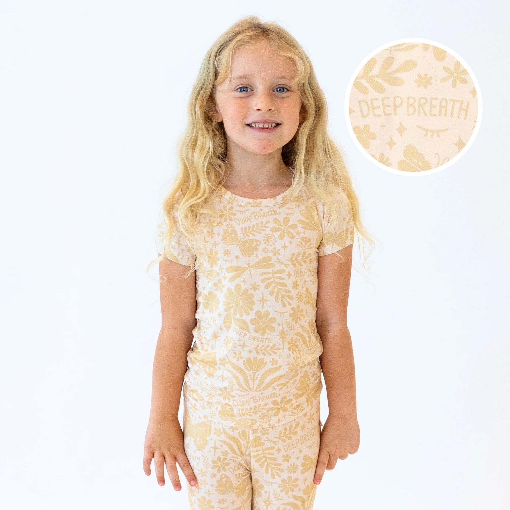 The Second-Skin 2-Piece Short Sleeve Pajama | Om Baby (Beige) by Raising Mama at Everetts Place