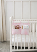 Light Pink Checkered Crib Organizer by Little Mae & Co