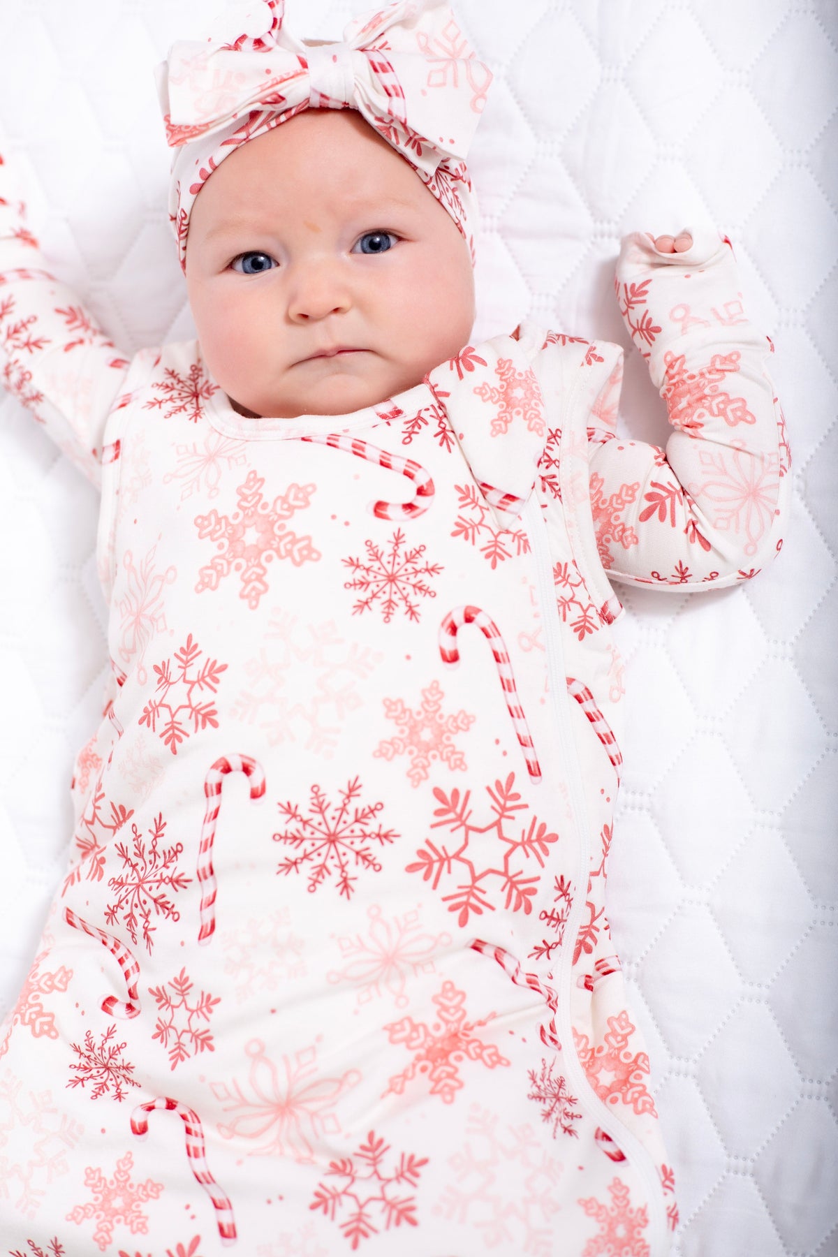 My First Candy Cane Bundle: Bamboo Sleep Sack In Blue & Peach & Free Onesie by Rayn’s Tiny Stitches