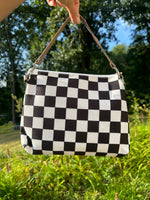 Wipes Clutch Black Check Diaper Wet Bag With Adjustable Lanyard The Good Village Cloth Co. 