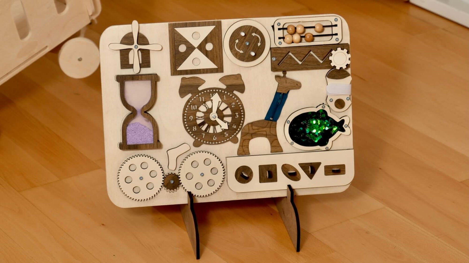 Wooden Montessori Busy Board for Toddlers 12 Activities Kidodido Everetts Place: Online Boutique