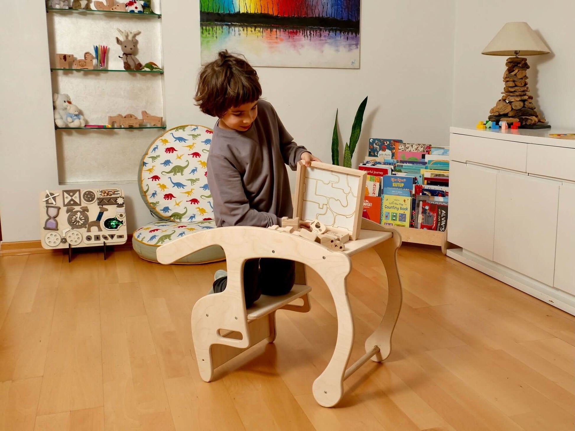 Montessori Wooden Safari Animal Puzzle Box For Toddlers Kidodido Everetts Place: Online Boutique