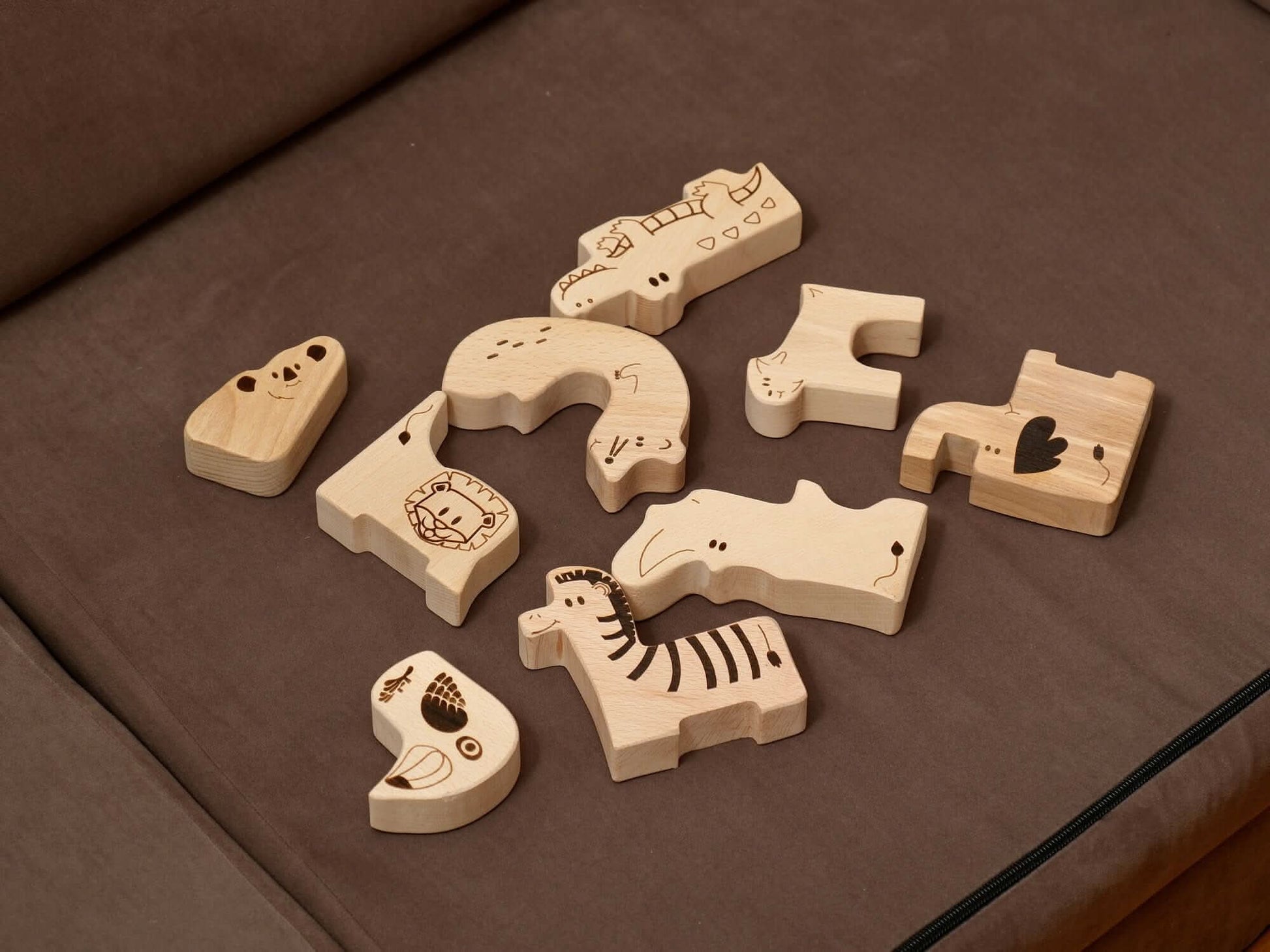 Montessori Wooden Safari Animal Puzzle Box For Toddlers Kidodido Everetts Place: Online Boutique