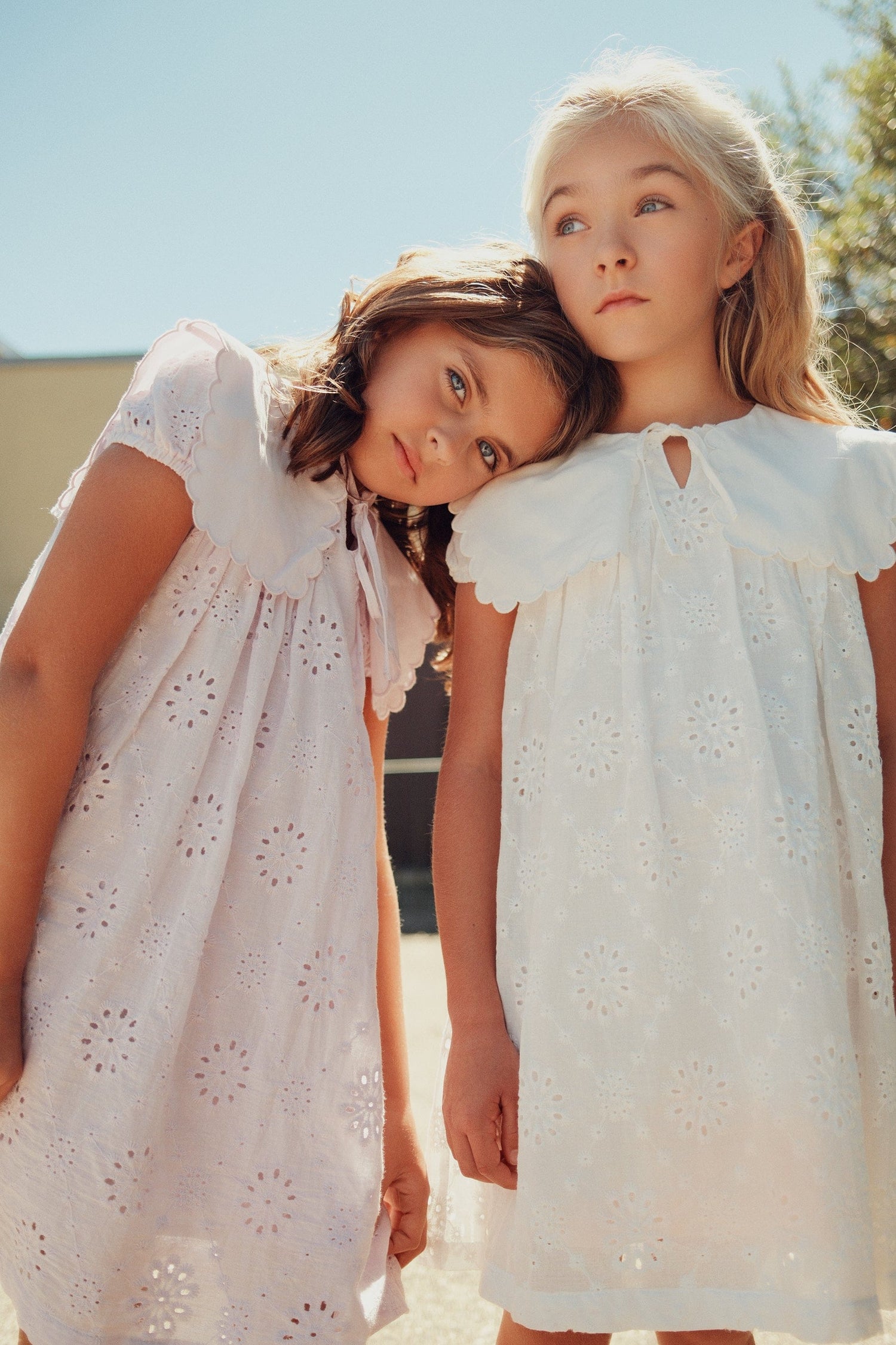 KIPP Collection Dress Eyelet With Ruffled Collar And Tie Detail For Girls