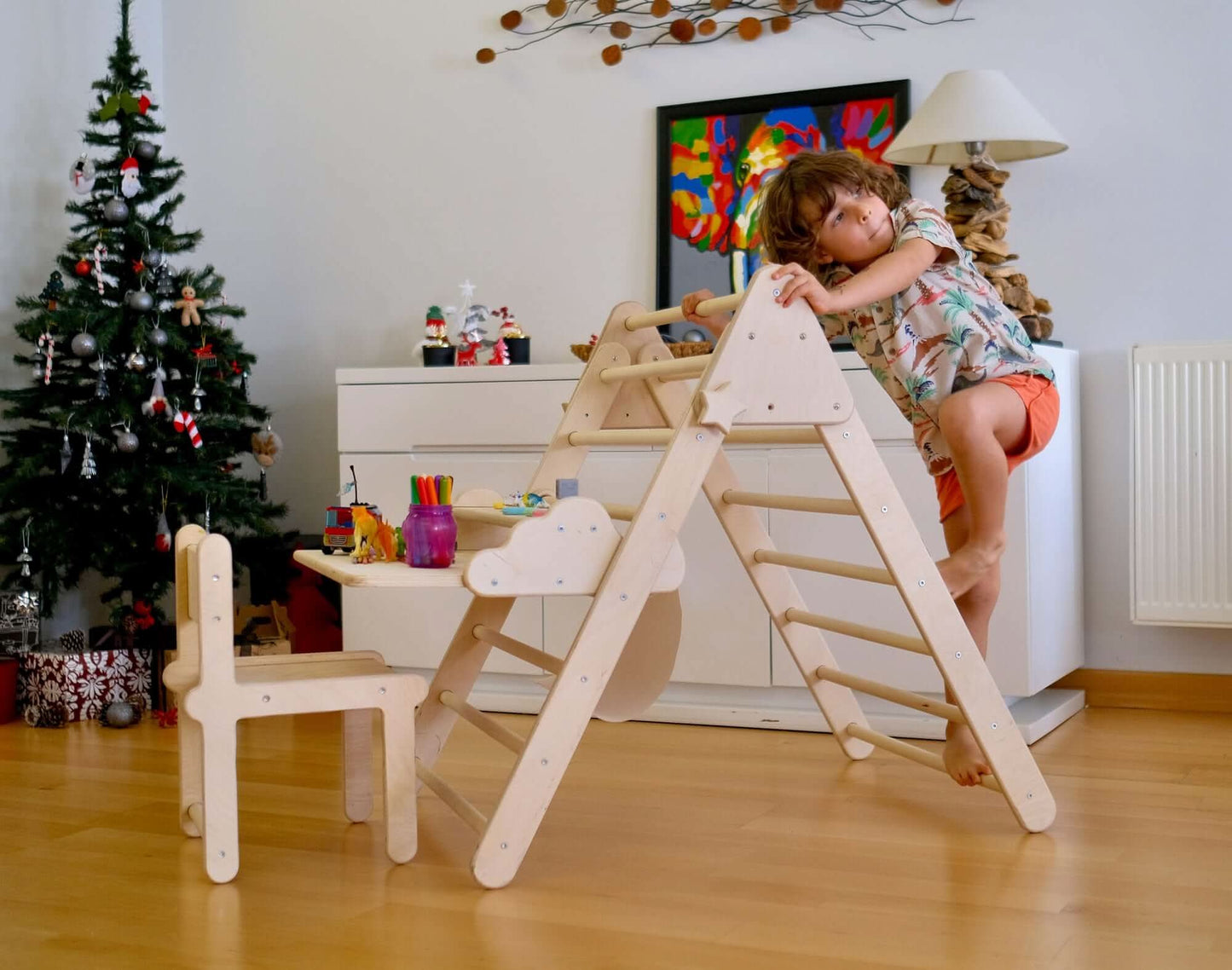 Montessori Climbing Triangle Set With Foldable Table Chair Kidodido Everetts Place: Online Boutique