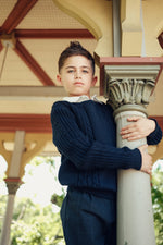 Sean Cable Knit Sweater - Navy by Shop Cottier (view 6 of 8)
