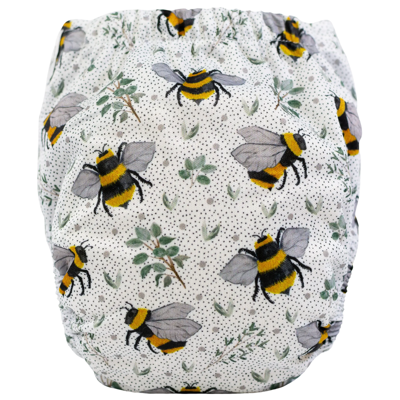 Tiny Tushies Newborn AIO Cloth Diaper with bee print pattern