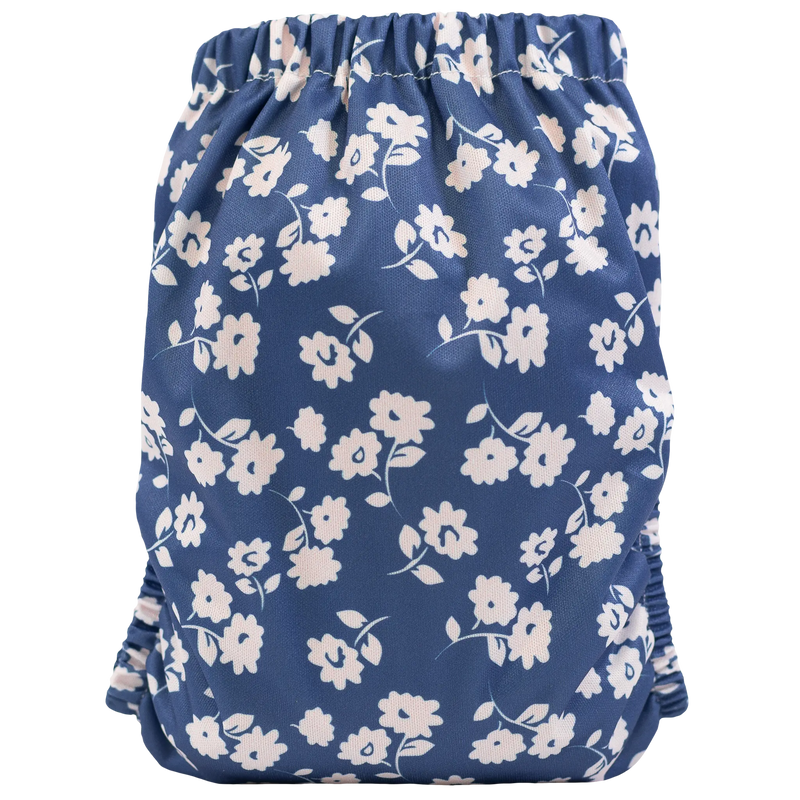 Floral patterned Slim Fit Pocket Cloth Diaper with adjustable snaps.