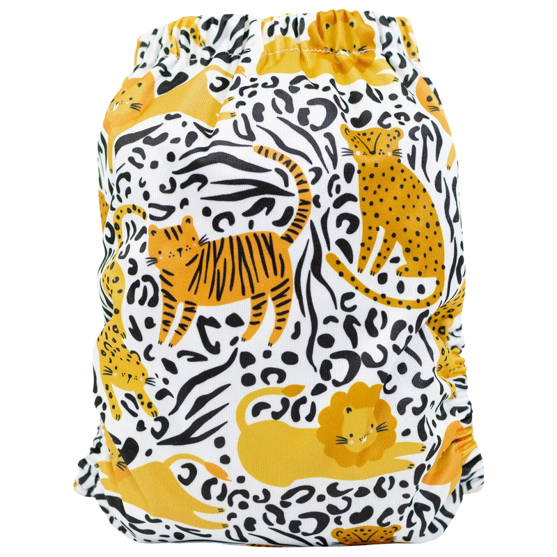 Slim Fit AIO Cloth Diaper with animal print design.