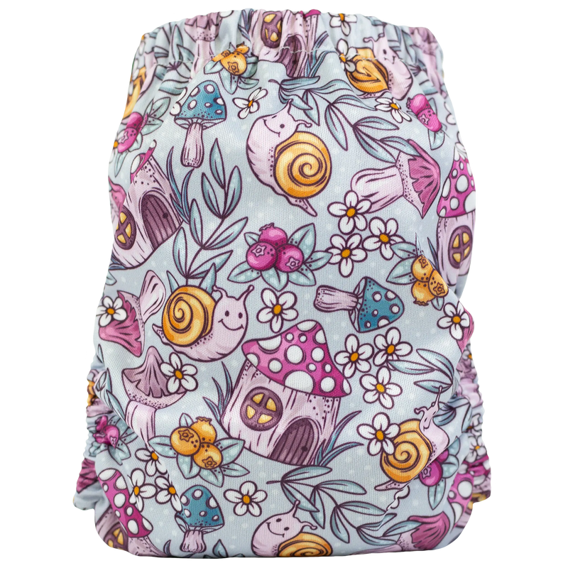 Slim Fit AIO Cloth Diaper with colorful nature-themed print.