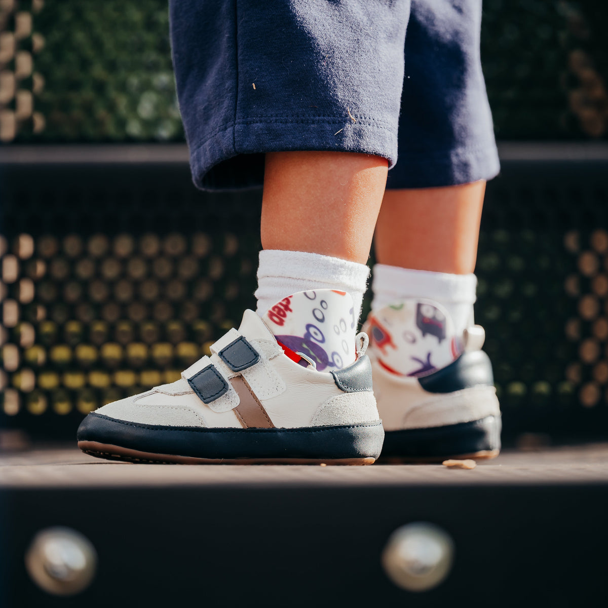 Sneaker, Double Velcro, Wide Opening, Athletic Stripe by Little Love Bug Co.
