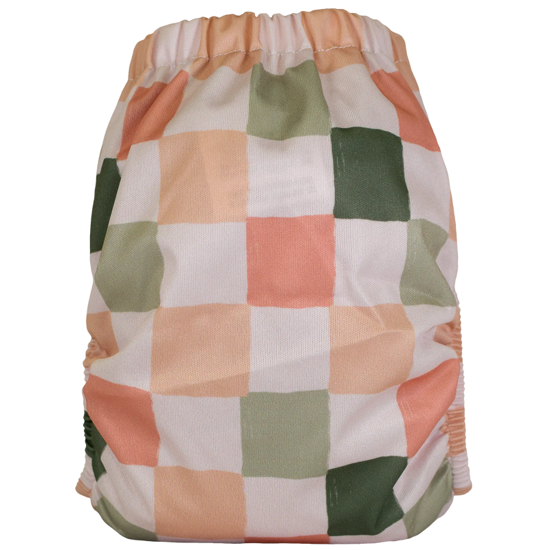 Slim Fit Pocket Cloth Diaper with colorful checkered pattern and adjustable sizing.