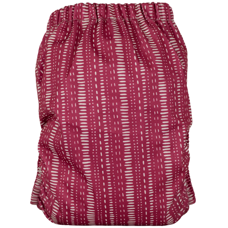 Slim Fit AIO Cloth Diaper with pink and white patterned design.