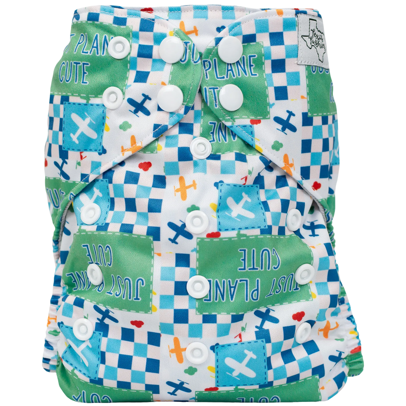 Slim Fit AIO Cloth Diaper with colorful print and adjustable snaps.